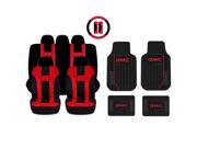 New Red Black DBL Stitch Seat Covers 4pc Gmc Elite Black Floor Mats Set Universal