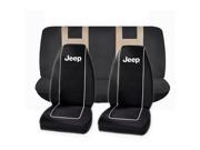 Original Black High Back Seat Covers Beige Double Stitched Bench Seat Cover Set Universal