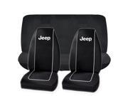 Original Black High Back Seat Covers Black Double Stitched Bench Seat Cover Set Universal