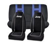 Original Black High Back Seat Covers Blue Double Stitched Bench Seat Cover Set Universal
