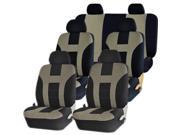 Double Stitched Racing Beige Black Polyester Universal Van Seat Covers Combo with 4 Lowback Seats 1 Bench