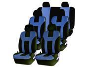 Double Stitched Racing Blue Black Polyester Universal Van Seat Covers Combo with 4 Lowback Seats 1 Bench