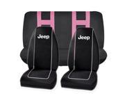 Original Black High Back Seat Covers Pink Double Stitched Bench Seat Cover Set Universal