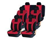 Double Stitched Racing Red Black Polyester Universal Van Seat Covers Combo with 4 Lowback Seats 1 Bench