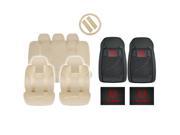 New Solid Biege DBL Stitch Seat Covers 4pc Dodge All Weather Black Floor Mats Set Universal