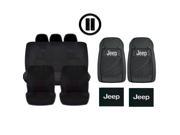 New Solid Black DBL Stitch Seat Covers 4pc Jeep All Weather Black Floor Mats Set Universal