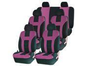 Double Stitched Racing Pink Black Polyester Universal Van Seat Covers Combo with 4 Lowback Seats 1 Bench
