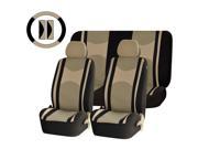 New Beige Black Honeycomb Airbag Ready Split Bench Seat Covers Set Universal