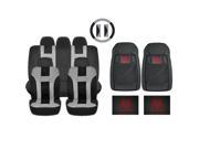 New Gray Black DBL Stitch Seat Covers 4pc Dodge All Weather Black Floor Mats Set Universal