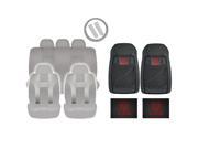 New Solid Gray DBL Stitch Seat Covers 4pc Dodge All Weather Black Floor Mats Set Universal