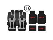 New Gray Black DBL Stitch Seat Covers 4pc Gmc Factory Black Floor Mats Set Universal