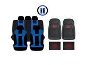 New Blue Black DBL Stitch Seat Covers 4pc Dodge All Weather Black Floor Mats Set Universal