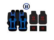 New Blue Black DBL Stitch Seat Covers 4pc Dodge Factory Black Floor Mats Set Universal