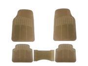 New Solid Beige All Weather Rubber Floor Mats Front Rear Center 5 Pieces Set Universal