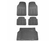 Gray All Weather Front Rear Trunk Rubber Mats For Car Van Trucks Suvs 5pc Set Universal