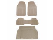 All Weather Solid Beige Rubber Trimmable Front Rear 3 Piece and 1 Cargo Mat Universal Car Van Truck Floor Mats Set