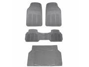 All Weather Solid Gray Rubber Trimmable Front Rear 3 Piece and 1 Cargo Mat Universal Car Van Truck Floor Mats Set