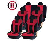 Double Stitch Racing Red Black Universal Van Seat Covers 1 Bench Steering Seatbelt Pads Combo