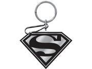 Superman Gray Silver Original Shield Design Enamel Key Chain Keychain