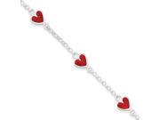 Enamel Red Heart Child s Bracelet Length=6