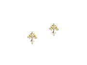 14K Yellow Gold Synthetic Cubic Zirconia Fleury Cross Stud Earrings 1MM