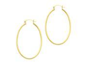14K Yellow Gold Hollow Tube Oval Hoop Earrings 2x28MM 2.51Grams