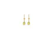 14K Yellow Gold Peridot Round Cut Dangle Earrings 1.008cttw