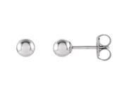 14K White Gold Polished Round Ball Stud Earrings 4x4MM 0.29Grams