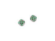925 Sterling Silver Flower Emerald Stud Earrings 1.28 Grams 7MM