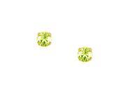 Gold Plated Green Cubic Zirconia 4 Prong Round Piercing Earrings 1.52 Grams