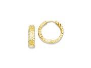14K Yellow Gold Diamond Cut Round Hoop Earrings 4x12MM 1.37Grams