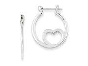 925 Sterling Silver Glossy Heart Hoop Earrings 1x16.5MM 2.39Grams