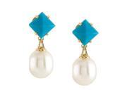 South Sea Cultured Pearl Turquoise Earrings in Yellow Gold 18kt Grand