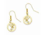 925 Yellow Gold Flashed Silver Disney Tinker Bell Dangle Earrings 29MM
