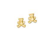 14K Yellow Gold Polished Teddy Bear Stud Earrings 10x11MM 0.49Grams