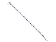 925 Sterling Silver Oval Amethyst and Synthetic Cubic Zirconia X and O Bracelet