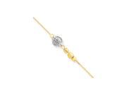 14K White And Yellow Gold Bead Station Anklet Ankle Bracelet 9 1 Ext