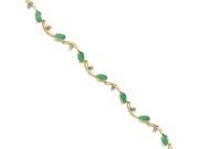14K Yellow Gold Leaf on Vines Emerald and Diamond Bracelet 4.74 Grams