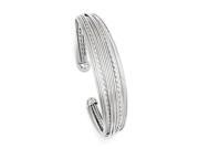 925 Sterling Silver 14mm wide Polished and Round Cuff Bracelet