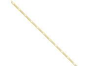14K Yellow Gold 4mm wide Solid Polished and Flat Figaro Chain Bracelet