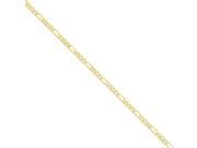 14K Yellow Gold 4.75mm wide Solid Polished and Flat Figaro Chain Bracelet
