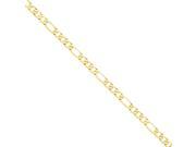14K Yellow Gold 7.5mm wide Solid and Polished Figaro Chain Bracelet