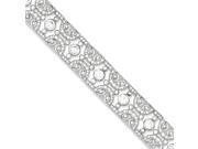 925 Sterling Silver White Synthetic Cubic Zirconia Filigree Bracelet 20mm