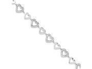 925 Sterling Silver White Cubic Zirconia Heart Form Link Bracelet 11mm