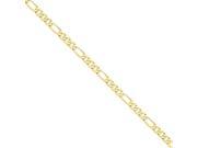 14K Yellow Gold 7mm wide Solid Polished Figaro Chain Anklet Ankle Bracelet