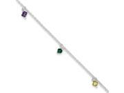 925 St Silver Wire Briolette Green Yellow Purple Crystal Anklet Ankle Bracelet