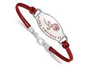 925 Sterling Silver Red Enamel Alpha Omicron Pi Leather Bracelet