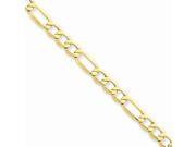 14K Yellow Gold 5.35mm wide Hollow and Polished Figaro Chain Bracelet