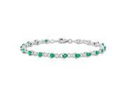 925 Sterling Silver Tennis Emerald and Diamond Bracelet 4.01 Grams
