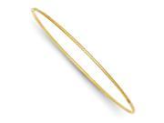 14K Yellow Gold 1.5mm wide Hollow Polished and Textured Bangle Bracelet